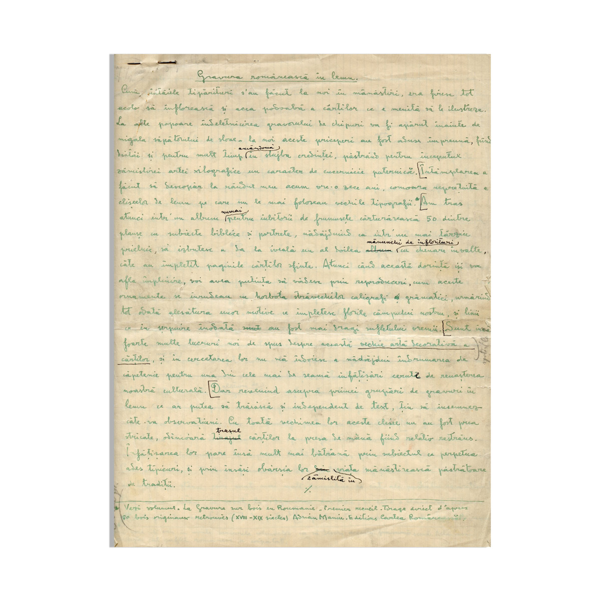 Adrian Maniu, manuscrisul „Gravura românească în lemn”, 1937 - imagine 3