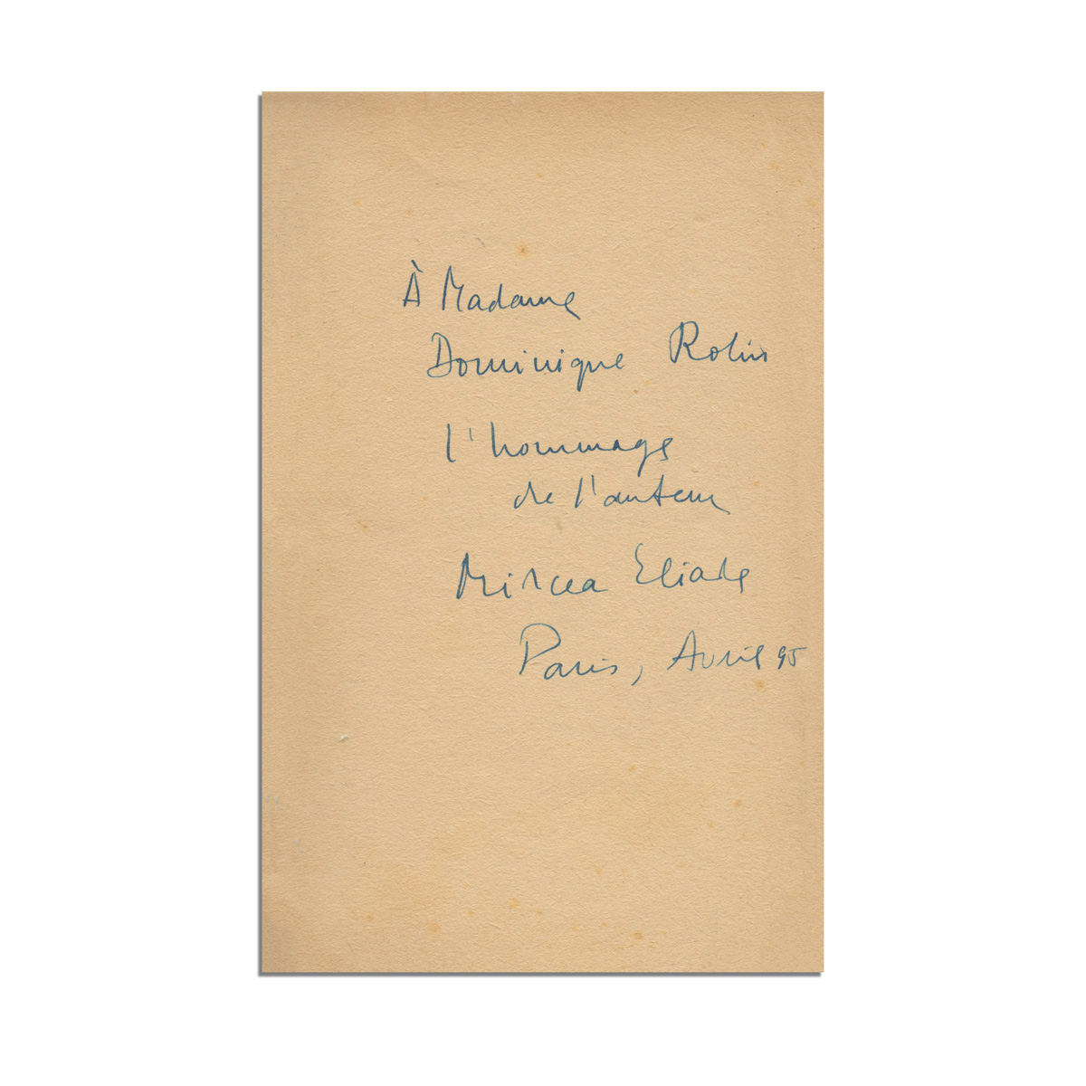 Mircea Eliade, La Nuit bengali (Maitreyi), 1950, cu dedicație pentru Dominique Rolin - imagine 2