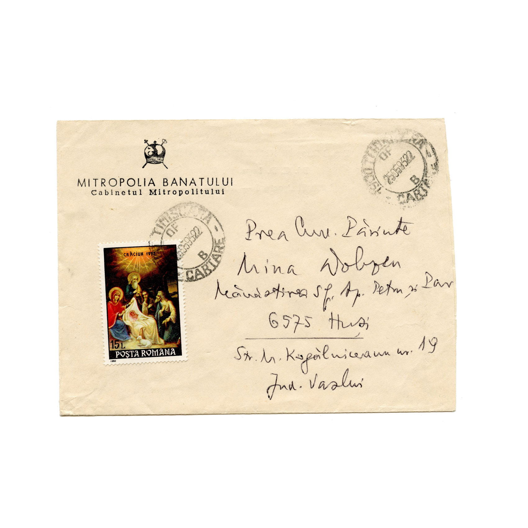 Mitropolitul Nicolae Corneanu, manuscris și felicitare către Mina Dobzeu - imagine 2
