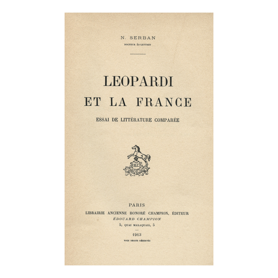 N. Serban, Leopardi et la France, 1913, cu dedicație către Theodor Capidan - imagine 3