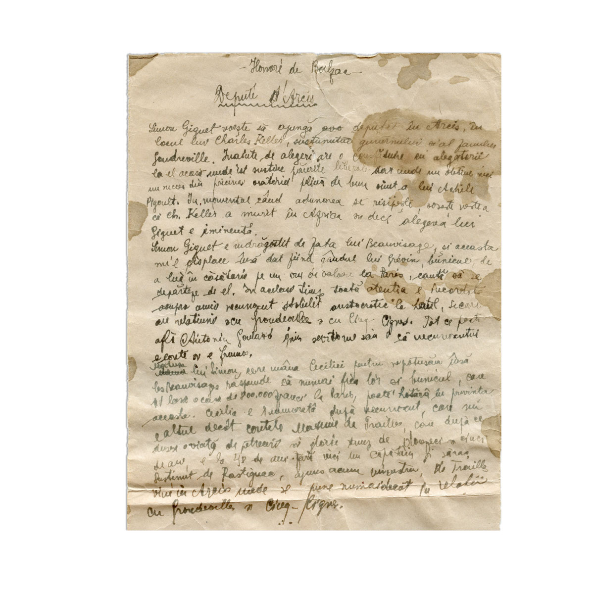 Mircea Eliade, rezumat al romanului Le Deputé d'Arcis de Honoré de Balzac, manuscris - imagine 4