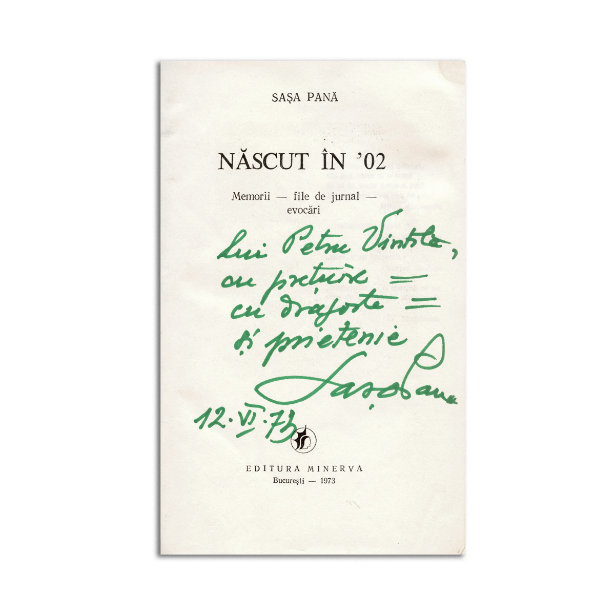 Sașa Pană, Născut în '02, 1973, cu dedicația autorului - imagine 4
