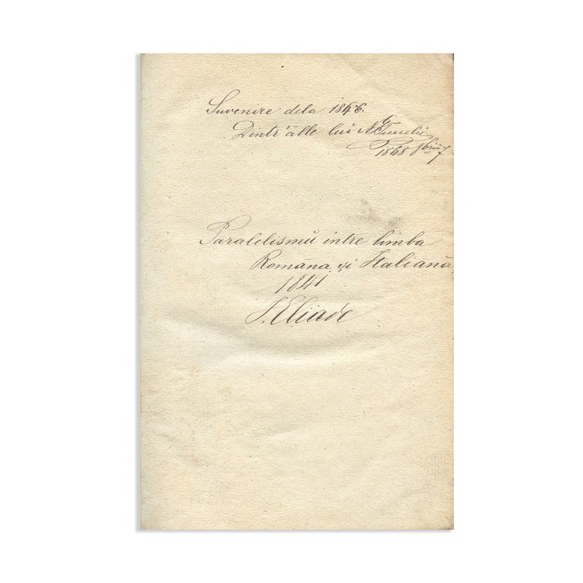 I. Eliade, Paralelismul între dialectele român și italian, 1841 - imagine 2