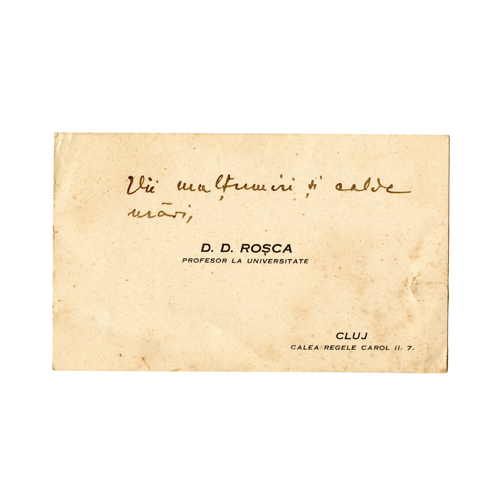 D. D. Roșca, Manuscris și carte de vizită - imagine 2
