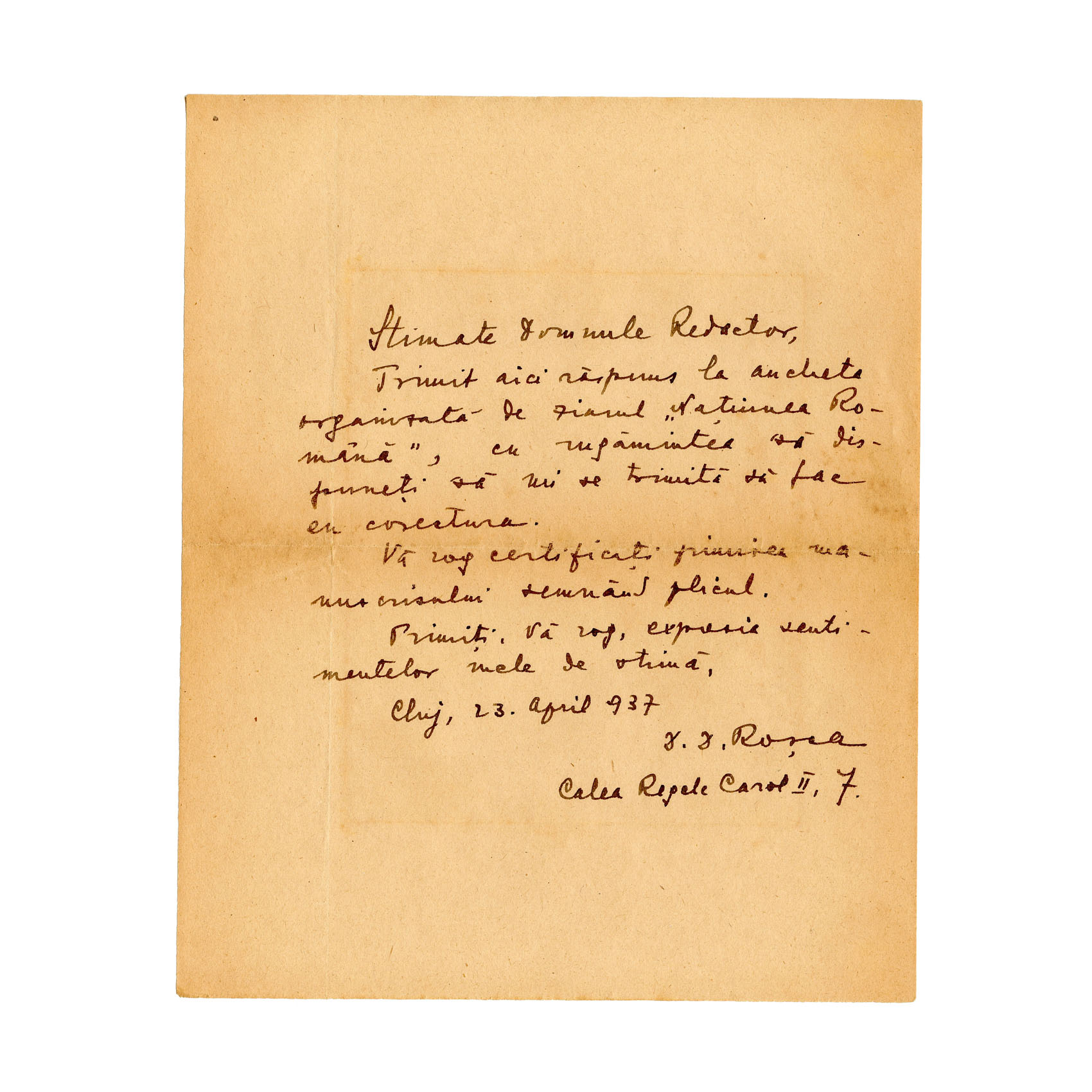 D. D. Roșca, Manuscris și carte de vizită - imagine 6