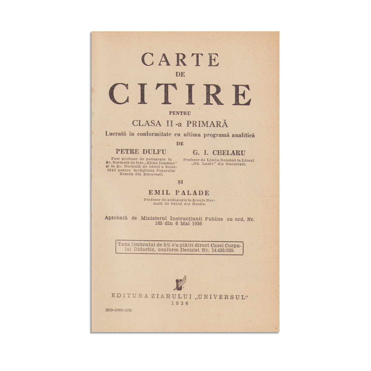 Petre Dulfu, G. I. Chelaru și Emil Palade, Carte de citire pentru clasa a II-a primară, 1936 - D - imagine 2
