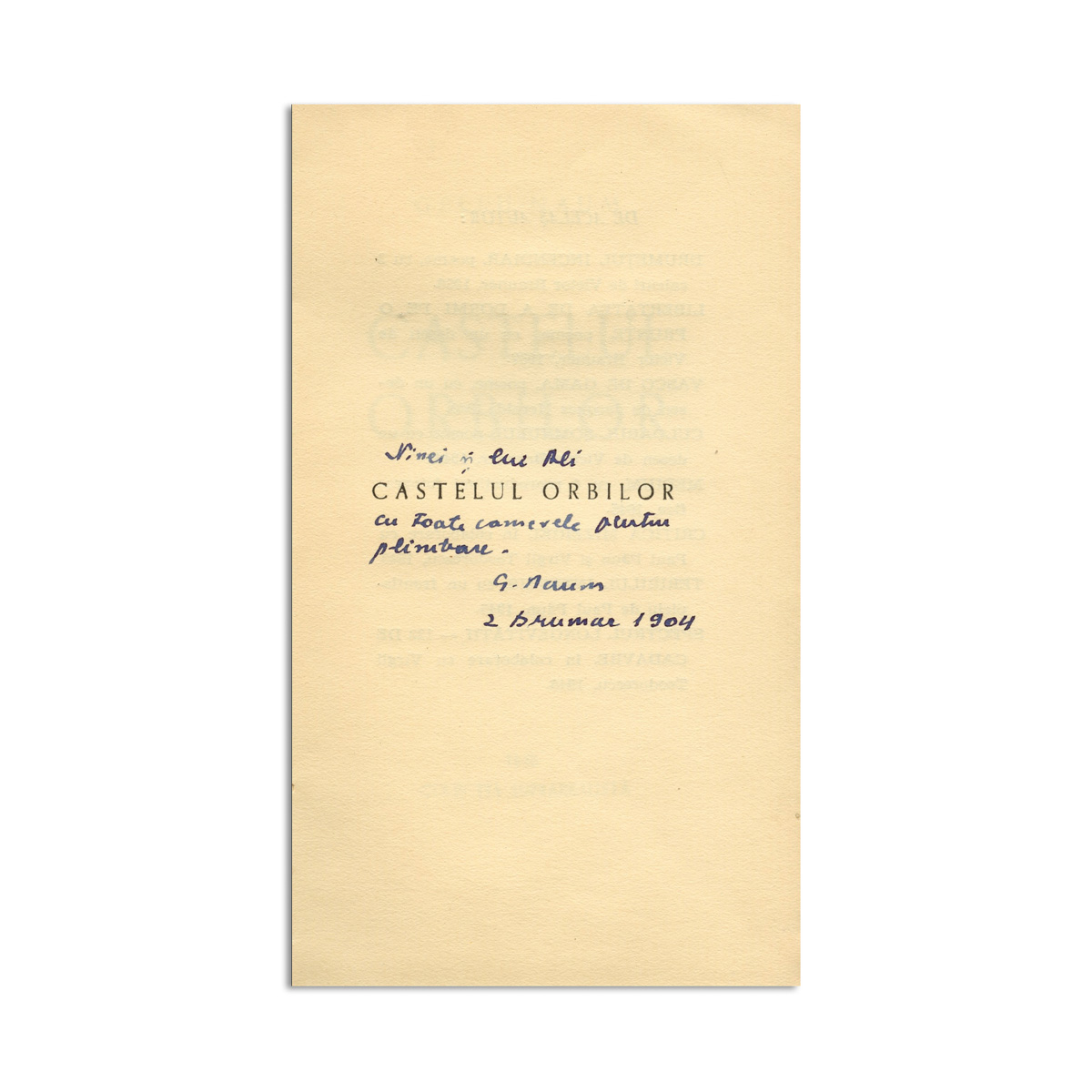 Gellu Naum, Castelul Orbilor, 1946, exemplar numerotat, cu dedicatie olografa - imagine 3