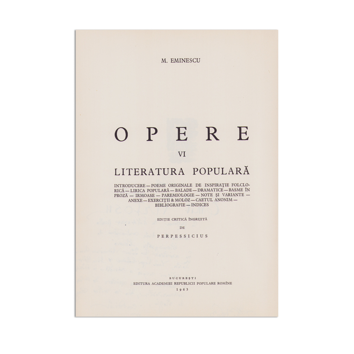 Mihai Eminescu, Opere, XVIII volume, ediția critică îngrijită de Perpessicius, cu dedicația criticului pentru Profesorul Petrescu Joița - imagine 7