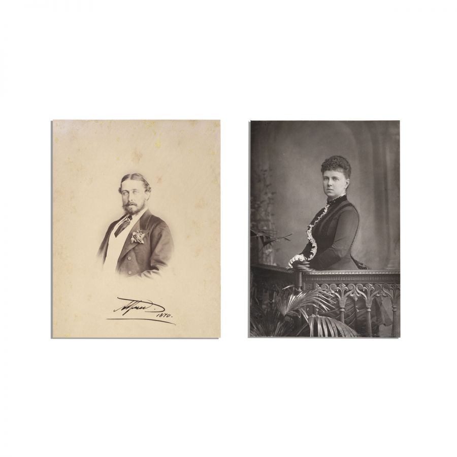 Părinții reginei Maria a României - Alfred Duce de Saxa-Coburg și Gotha și Maria Alexandrovna Ducesă, două fotografii de epocă, cu semnătură olografă - imagine 3