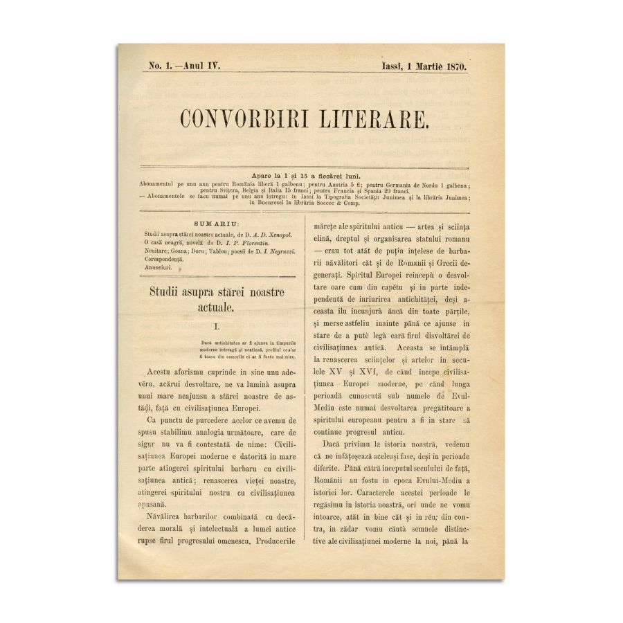Debutul lui M. Eminescu în publicația „Convorbiri Literare”, anul IV, 1 martie 1870 - 1 martie 1871, cu „Epigonii”, „Venere și Madonă” de Mihai Eminescu - imagine 5