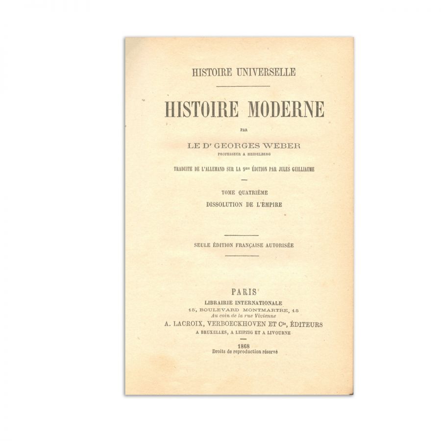 Histoire Universelle, Paris, Librairie Internationale, 1865 - 1868, 4 volume din biblioteca lui Mihai Eminescu, cu ex-librisul semnătură al lui Matei Eminescu - imagine 13