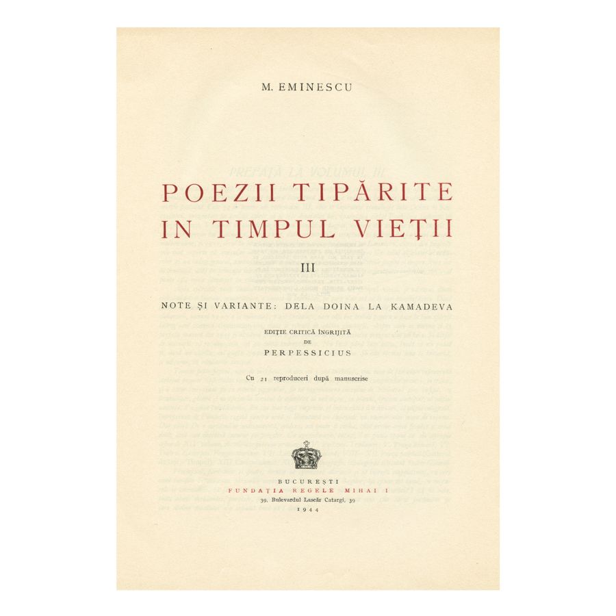 Mihai Eminescu, Opere, XVIII volume, ediția critică îngrijită de Perpessicius, cu dedicația criticului pentru Profesorul Petrescu Joița - imagine 5