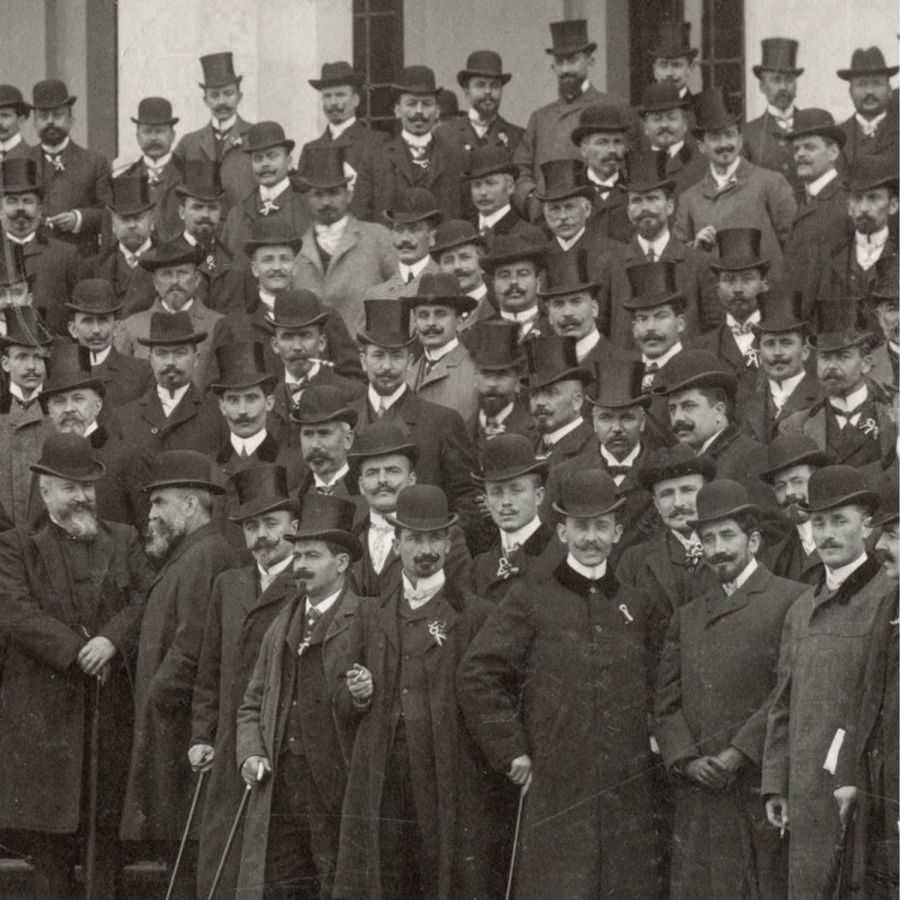 Anghel Saligny, Elie Radu și C.I. Istrati la Palatul Artelor, fotografie de mari dimensiuni, cca. 1906-1910 - imagine 3