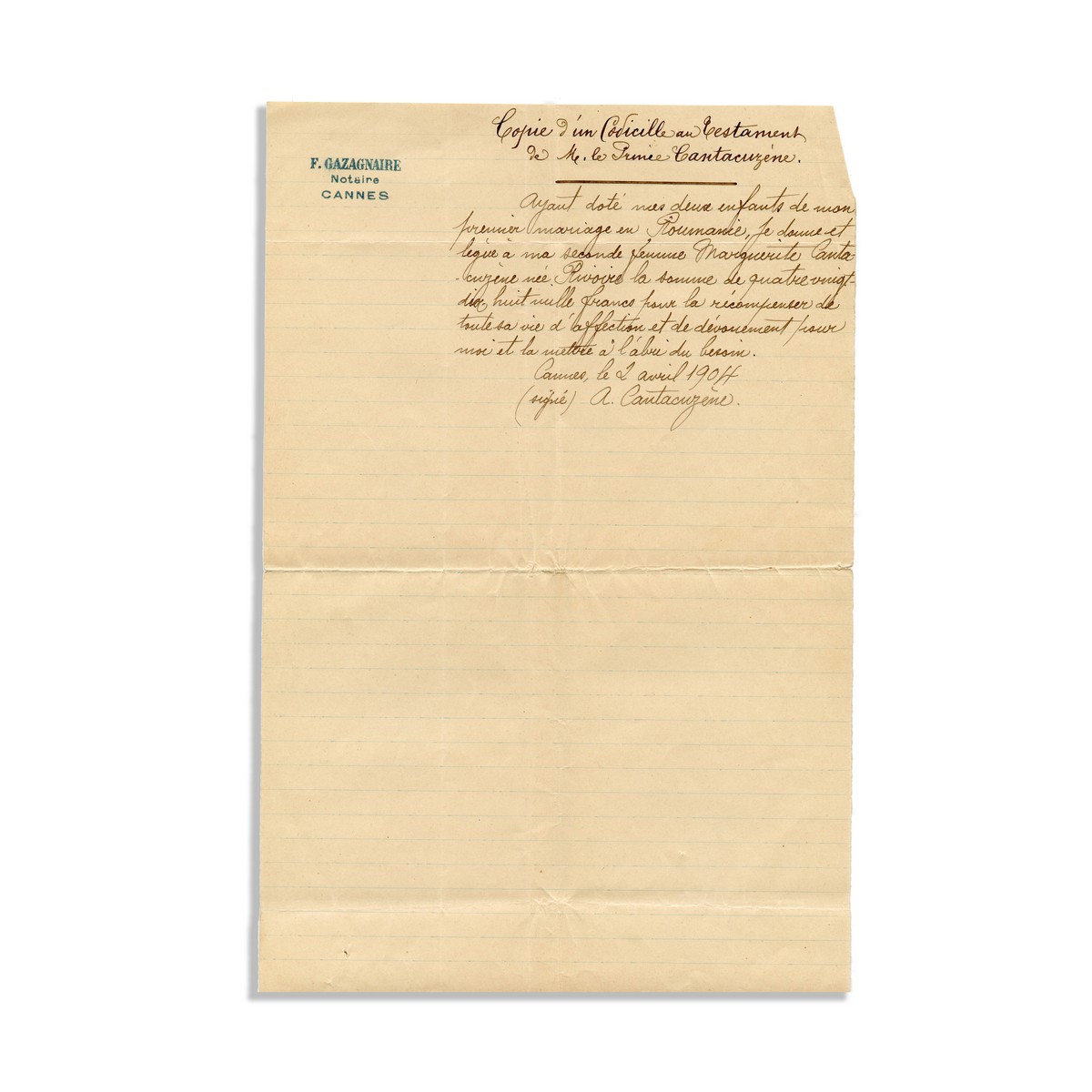 Principele Alexandru C. Cantacuzino, foaie dotală pentru Maria Cantacuzino, 1885 + testamentul principelui, 1898 - imagine 6