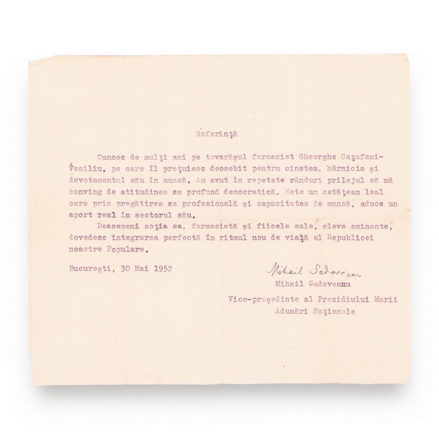 Mihail Sadoveanu, Valeriu Râpeanu și I. D. Bălan + referință semnată olograf de Mihail Sadoveanu - imagine 2