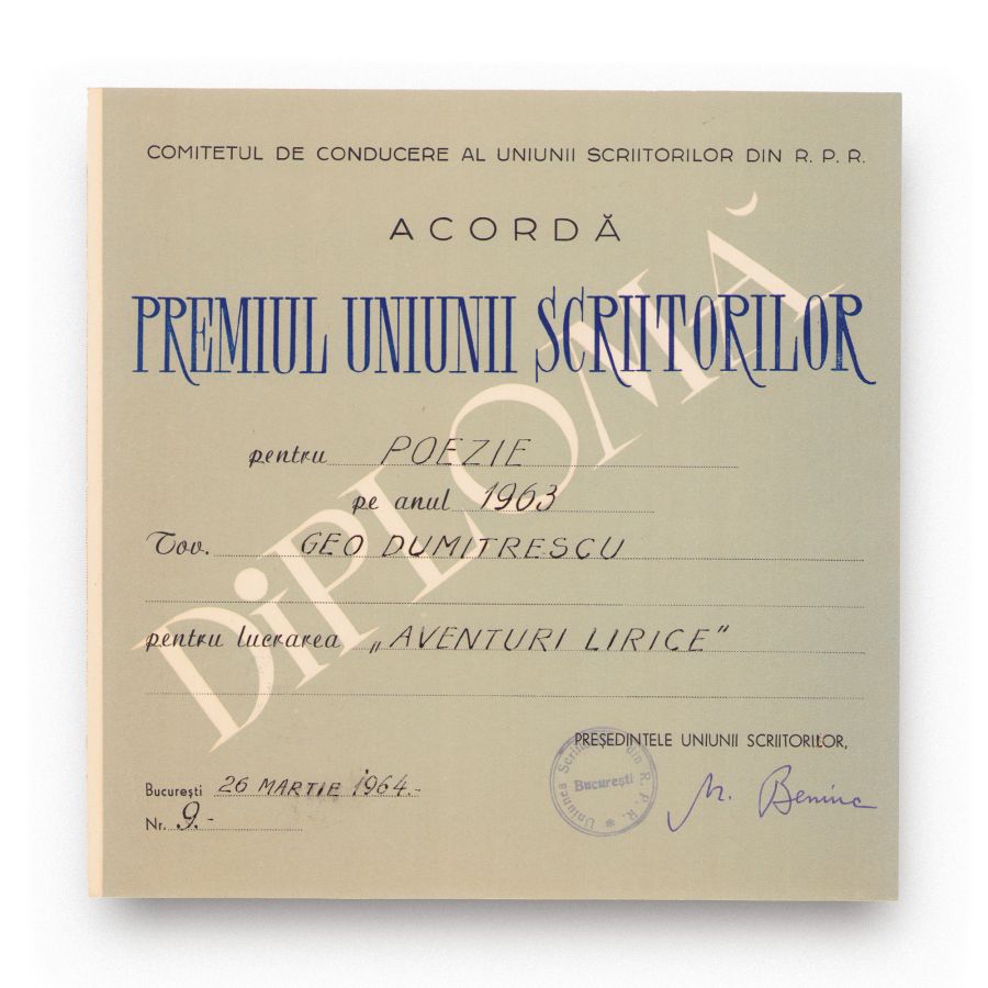 Geo Dumitrescu, trei premii acordate de Consiliul Uniunii Scriitorilor, 1964-1981 - imagine 4