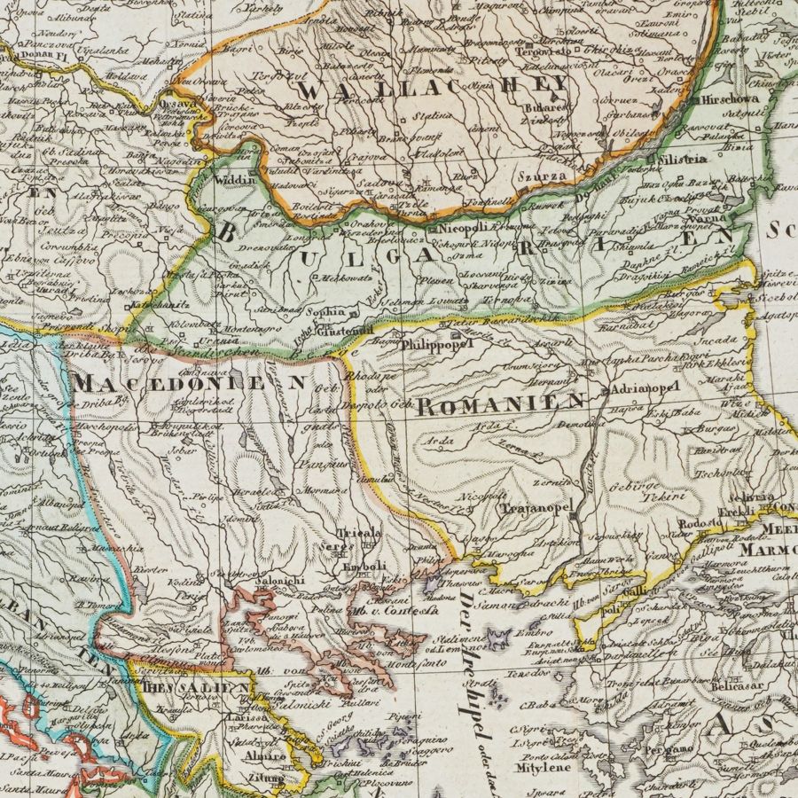 Harta Turciei Europene, gravură în cupru colorată manual, 1812 - imagine 2