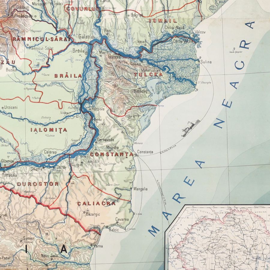 România, hartă fizică și politică de mari dimensiuni, 1923 - imagine 4