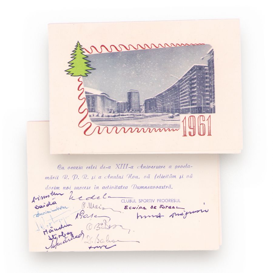 Clubul sportiv „Progresul”, două fotografii cu jucătorii + felicitare cu autografe - imagine 4
