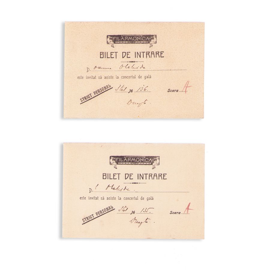 Invitație și două bilete de intrare la concertul organizat cu prilejul căsătoriei principesei Elisabeta, 1921, cu semnătura lui Al. Marghiloman - imagine 2