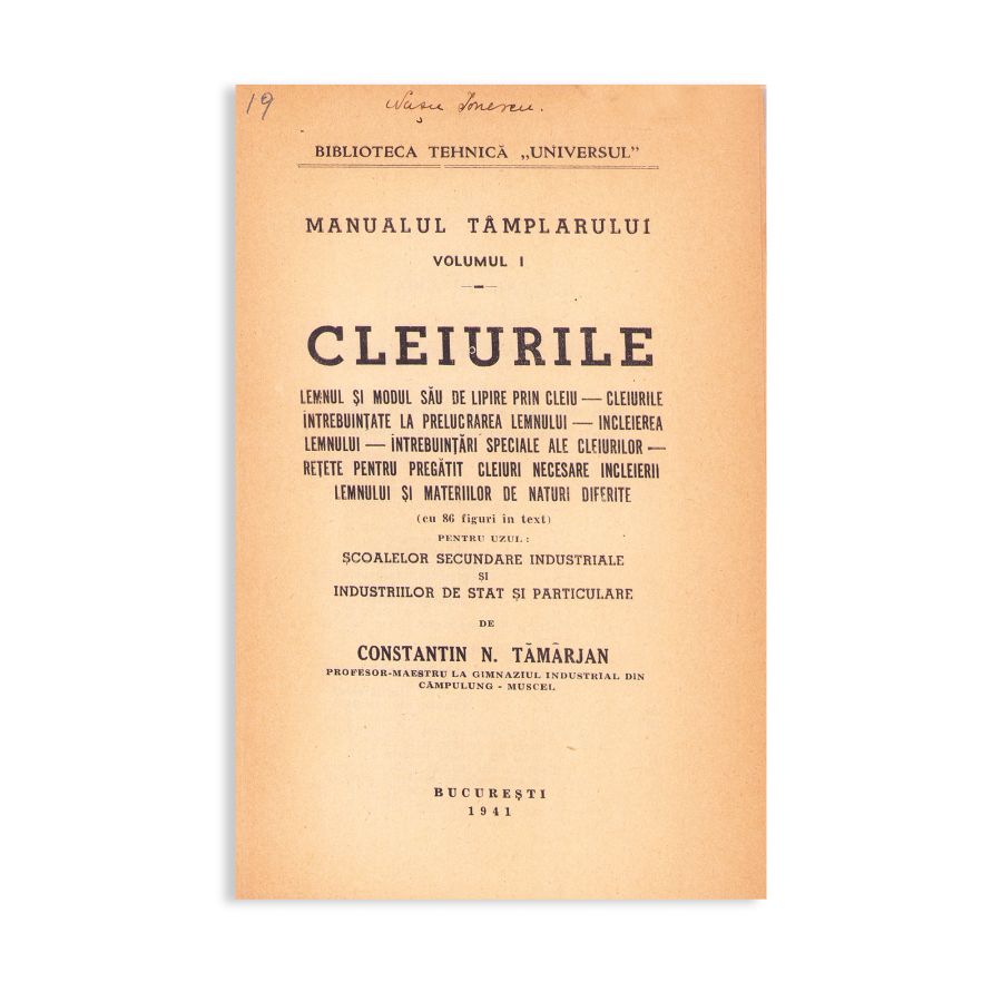 Constantin N. Tămârjan, Manualul tâmplarului. Vol. I: Cleiurile, 1941 + o bucată de clei de epocă - imagine 2