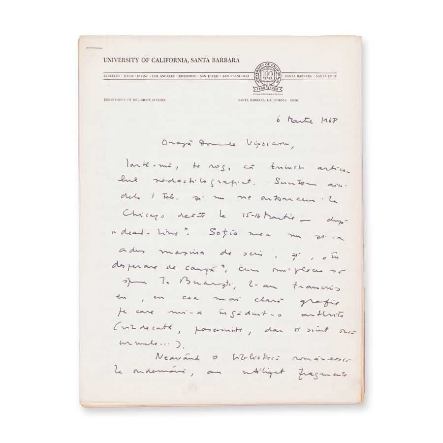 Mircea Eliade, scrisoare pentru Constantin Vișoianu + manuscrisul de 10 pagini „Hasdeu, basarabeanu” - imagine 2