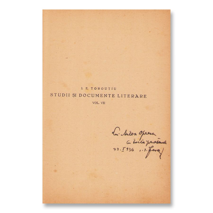 I. E. Torouțiu, Studii și documente literare, 1931-1946, 13 volume - cu dedicație - imagine 2