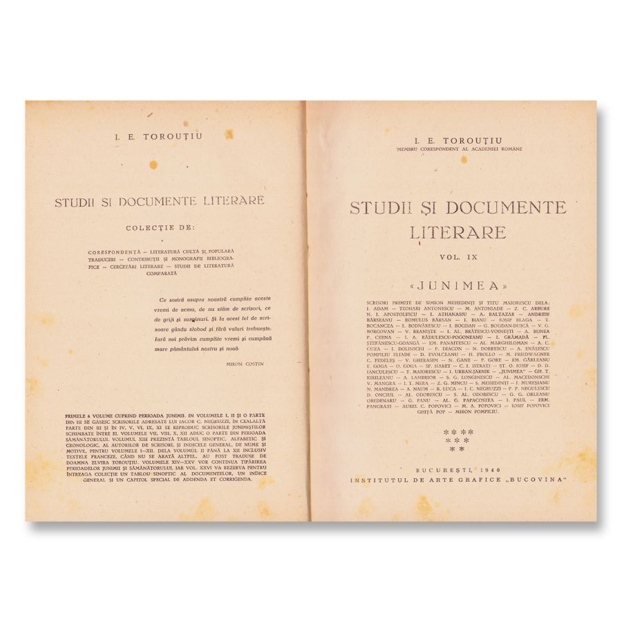 I. E. Torouțiu, Studii și documente literare, 1931-1946, 13 volume - cu dedicație - imagine 3
